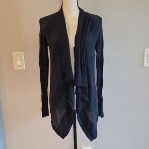 LOFT Deep Navy Blue Women's Drape Cardigan W/see Through Stripes Size XS